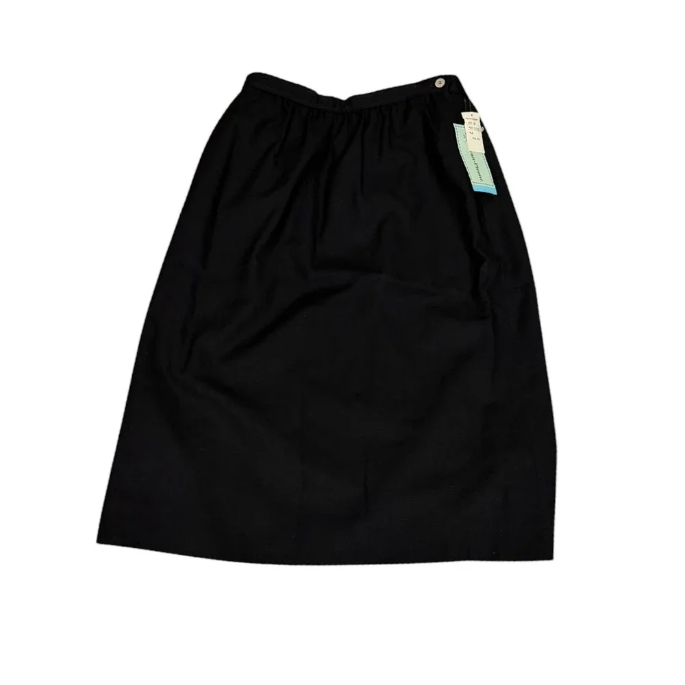 Vtg nwt 80s Evan-Picone Vintage Black Midi Skirt Silk Blend Size 14 career siren
